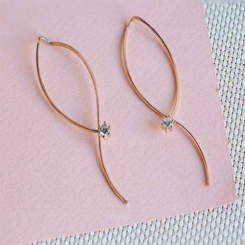 Jewelry & Watches - New Generation Long Silver Women's Cartilage Earrings Rose 100347402 - Turkey