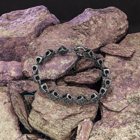Baklava Model Motif Silver Chain Bracelet 100349889