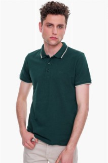 T-Shirt - Men's Khaki Basic Polo Neck No Pocket Dynamic Fit Comfortable Fit T-Shirt 100351222 - Turkey