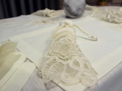 Handcrafted Violet with French Lace 34 Piece Placemat Set Cream 100330825