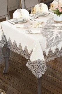Lisa Table Cloth Set 18 Pieces Cream Silver 100330140