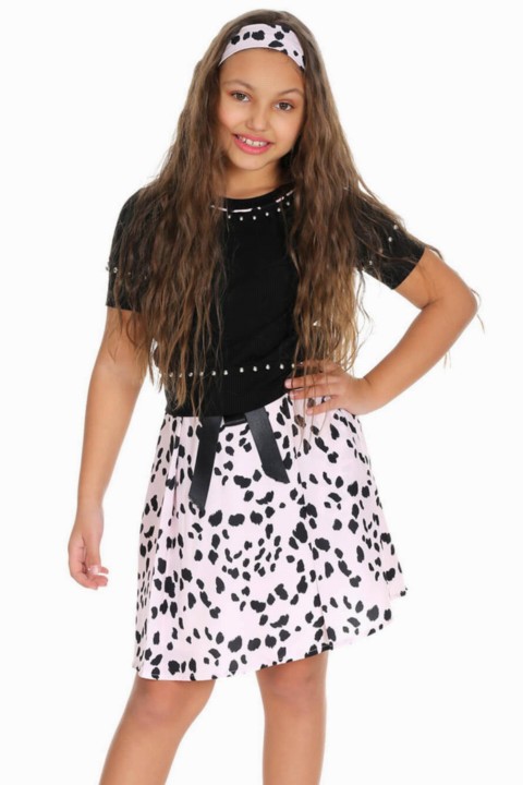 Girls' Bead Embroidered and Bandana Dalmatian Powder Skirt Suit 100327257
