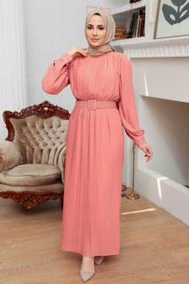 Clothes - Salmon Pink Hijab Dress 100339198 - Turkey