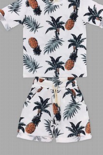 Boy Pineapple Printed Folded Arm White Shorts Set 100327585