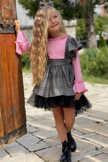 Girl Clothing - Boy's Short Back Long Plaid Fluffy Pink Mocassins 100327038 - Turkey