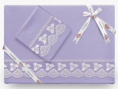 Monolithic Plain French Guipure Duvet Cover Set Lilac 100258285