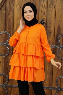 Woman Clothing - Orange Hijab Tunic 100341631 - Turkey