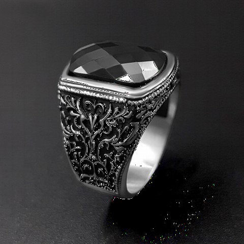 Zircon Stone Motif Silver Ring 100350293