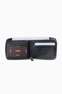 Navy Blue Zipper Horizontal Mini Genuine Leather Wallet 100346320