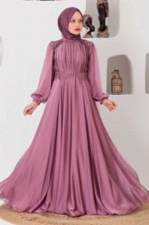 Evening & Party Dresses - Dusty Rose Hijab Evening Dress 100339297 - Turkey
