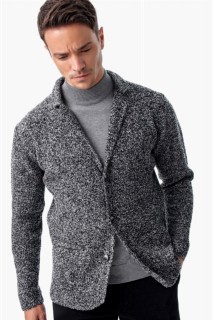 Men's Black Dynamic Fit Buttoned Long Sleeve Knitwear Jacket 100345087