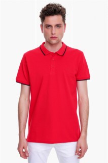 Top Wear - تي شيرت رجالي برقبة بولو أساسية باللون الأحمر بدون جيب بقصة ديناميكية مريحة 100351217 - Turkey