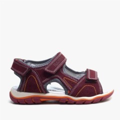 Genuine Leather Velcro Boys Sandals Claret Red 100278799