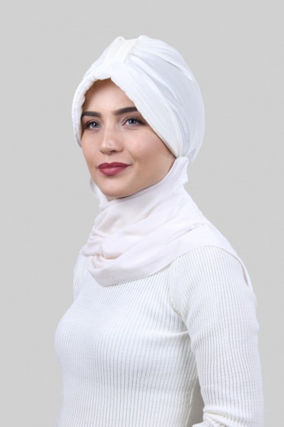 Cap-Hat Style - Bonnet Châle Velours Blanc - Turkey