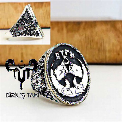 Animal Rings - خاتم رجالي من الفضة الإسترليني بتصميم علم بوزكورت 100348642 - Turkey