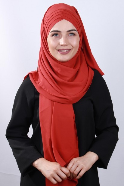 Cross Style - 4 Drapierter Hijab-Schal Granatapfelblüte - Turkey