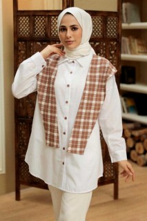 Woman - Brown Hijab Tunic 100344896 - Turkey