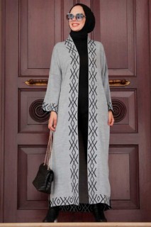 Outwear - ژاکت بافتنی خاکستری حجاب 100299137 - Turkey