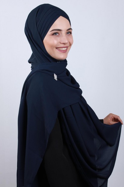 4 Draped Hijab Shawl Navy Blue 100285082