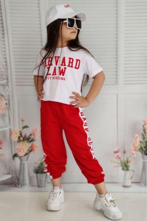 Girls Sports Cap Red Tracksuit Suit 100326754