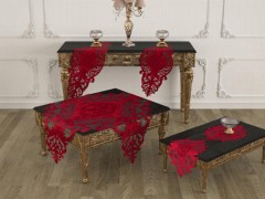 Roseart Velvet Living Room Set 5 Pieces Red 100259088