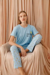 Pajamas - Women's Patterned Short Sleeve Pajamas Set 100325973 - Turkey