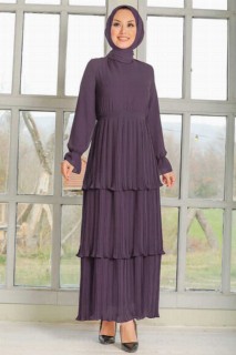 Daily Dress - Koyu Lilas Hijab Robe 100339742 - Turkey