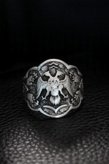 Silver Rings 925 - Adjustable Seljuk Eagle Model Men's Ring 100319562 - Turkey