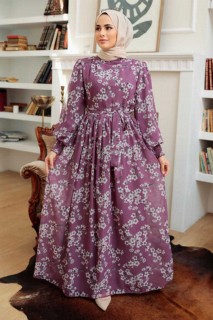 Clothes - Robe Hijab Rose Poudré Foncé 100341093 - Turkey