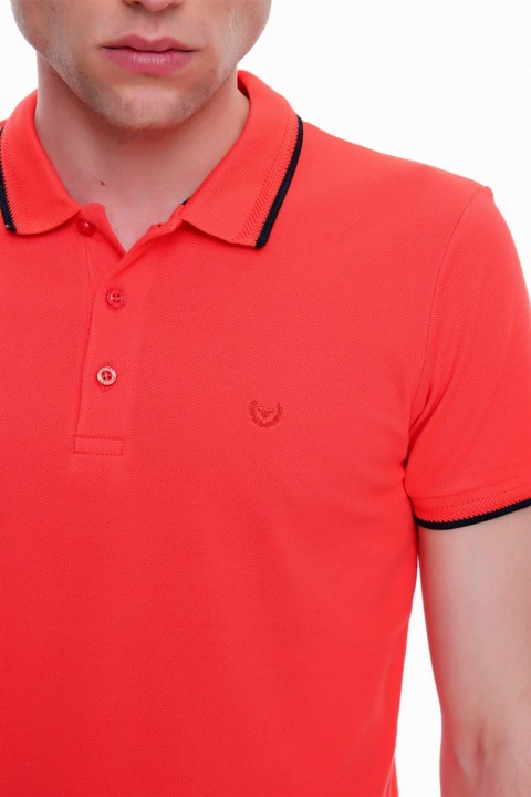 Men's Pomegranate Flower Basic Polo Neck Pocketless Dynamic Fit Comfortable Fit T-Shirt 100351218