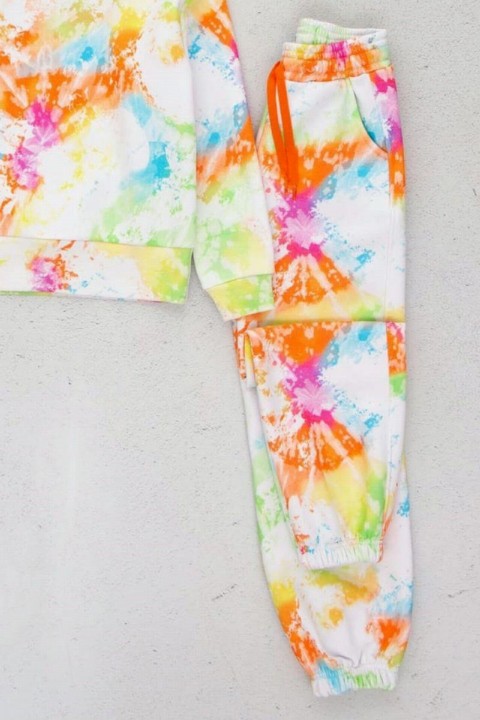 Girl Mixed Paint Printed Colorful Tracksuit 100326919