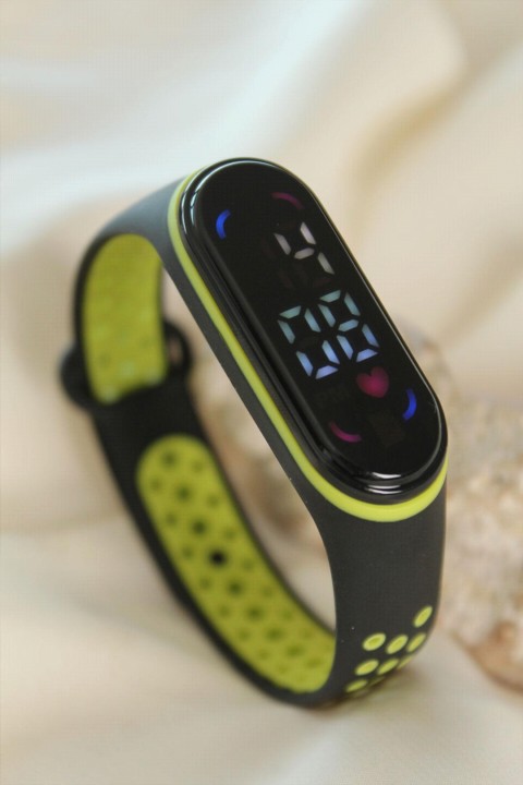 Watchs - Black Green Color Silicone Band Adjustable Digital Led Display Clock 100320078 - Turkey