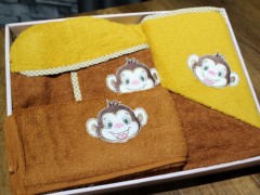 Set Robe - Monkey 4 Pcs 100% Cotton Baby Set 100329743 - Turkey