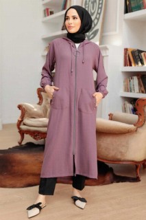 Woman Clothing - Dusty Rose Hijab Coat 100338252 - Turkey