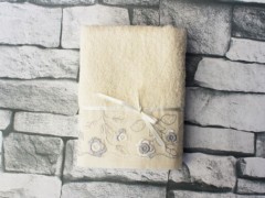 Dowry Towel - Dowry Land Gray Flower Embroidered Dowery Towel Cream 100330296 - Turkey