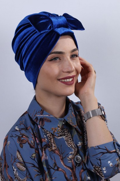 Woman Bonnet & Turban - ساکس استخوانی پاپیونی مخملی - Turkey