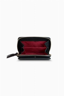Matte Black Coin Genuine Leather Women's Wallet 100346262