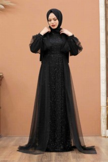 Evening & Party Dresses - Black Hijab Evening Dress 100337564 - Turkey