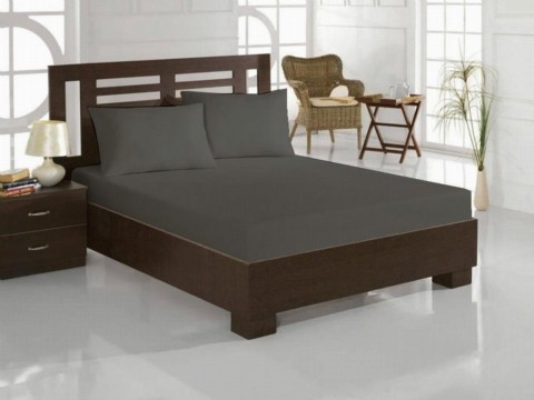 Bed sheet - شرشف سرير مفرد من القطن الممشط أنثراسايت 100351638 - Turkey