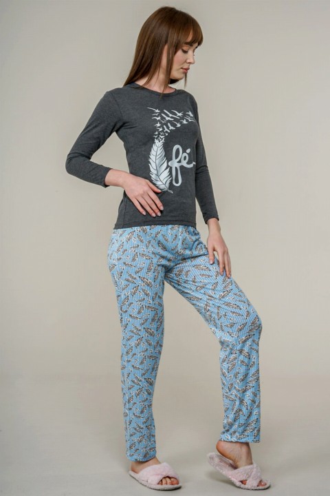 Women's Leaf Patterned Pajamas Set 100325712