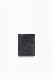 Wallet - Guard Kartenetui aus schwarzem Leder mit Camouflage-Muster 100345481 - Turkey