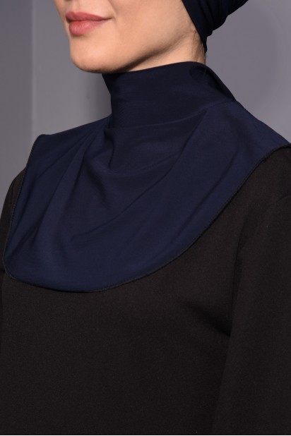 Snap Fastener Hijab Collar Navy Blue 100285602
