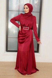 Wedding & Evening - Robe de soirée hijab bordeaux 100341351 - Turkey