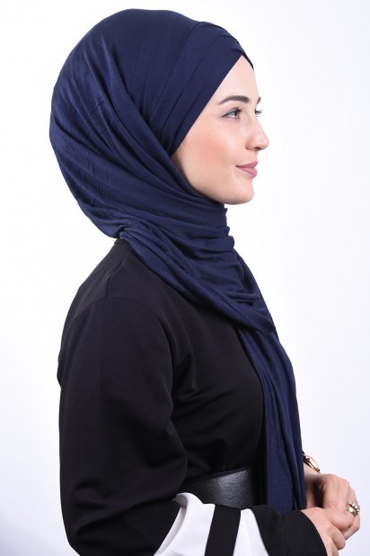 Combed Cotton 3-Striped Shawl Navy Blue 100285212