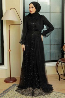 Black Hijab Evening Dress 100341702