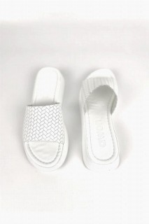 Sara White Leather Slippers 100344364