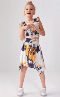 Girl Clothing - بدلة بناتي كوادرو بتنورة منقوشة 100326680 - Turkey