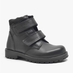 Boots - Sentor Black Furred Genuine Leather Velcro Children's Boots 100278611 - Turkey