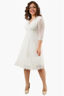 Plus Size Lycra Lace Short Dress 100276241