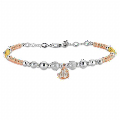 jewelry - Heart Piece Women's Sterling Silver Bracelet 100347300 - Turkey